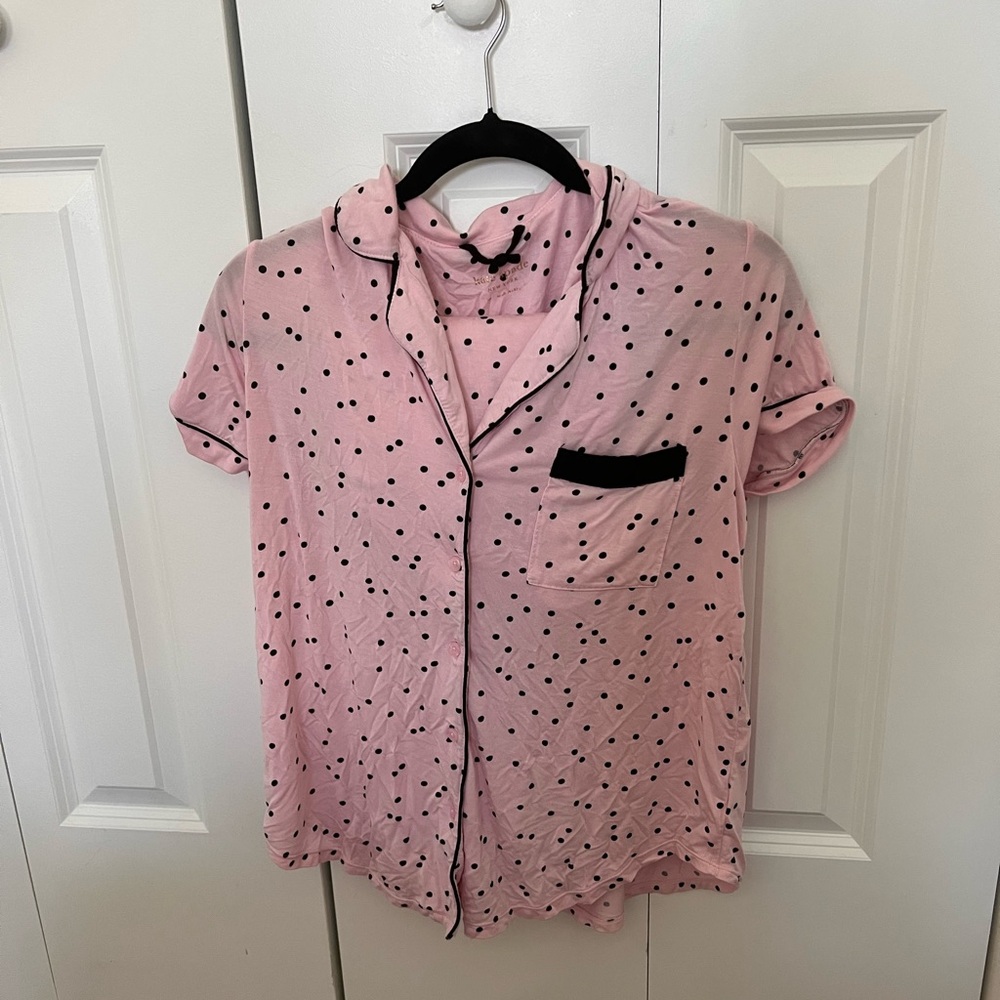 Kate Spade Set Pink Polka Dot Button-Up Shirt and Short!